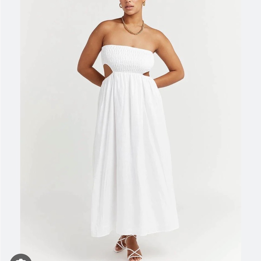 DISSH Nell White Strapless Linen Dress